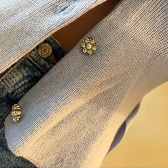 COMMENSE CARDIGAN KNIT LACE SWEATER BELT BLING RHINESTONE BUTTON S SPRING - Picture 8 of 10